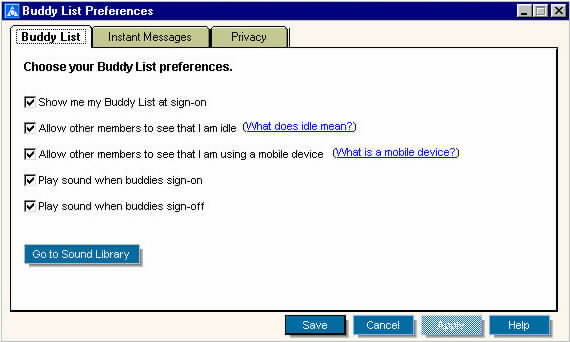 Buddy List Preferences - Buddy List