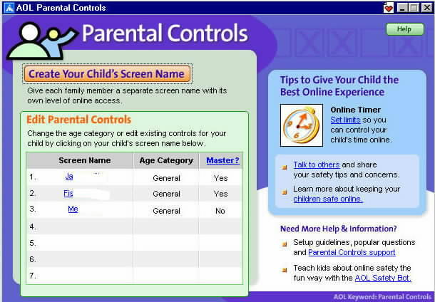 AOL Parental Controls