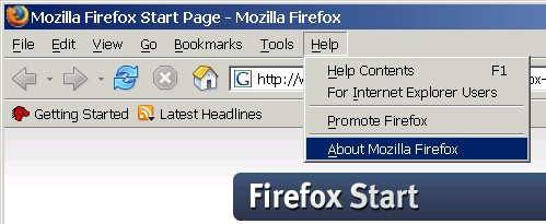 Help >> About Mozilla Firefox...