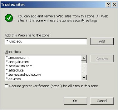 Trusted sites: adding domains