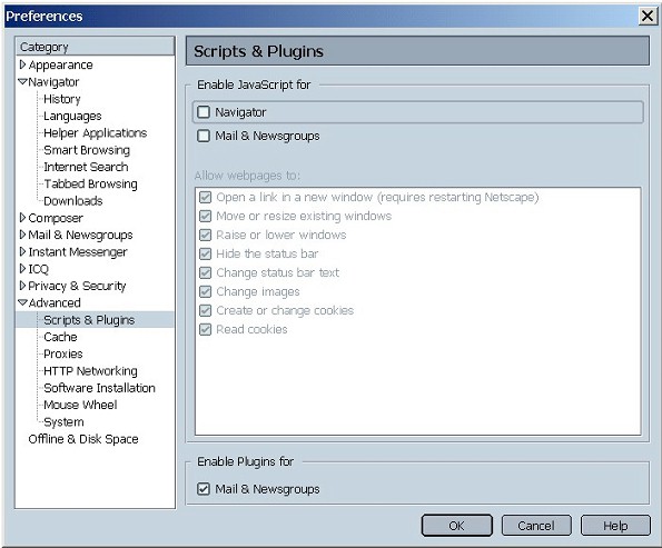 Preferences: Advanced: Scripts & Plugins