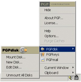PGPtray - PGPdisk (menu)