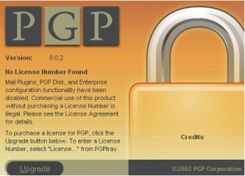 About PGP... No License Number Found