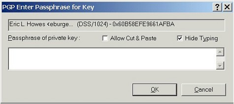PGP Enter Passphrase for Key