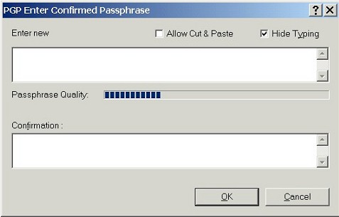 PGP Enter Confirmed Passphrase